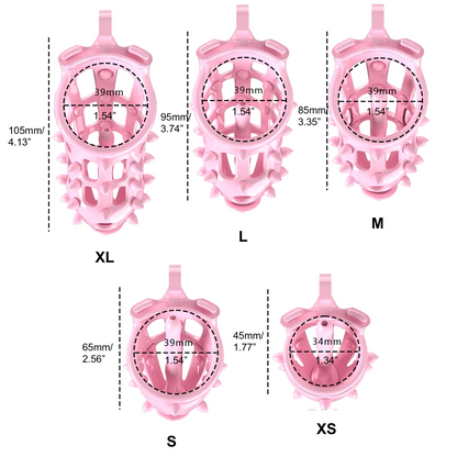 Pink Chastity Cage with Detachable Silicone Spikes
