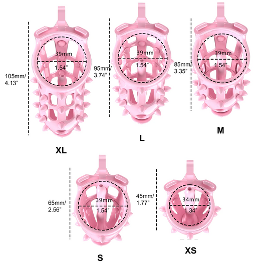 Pink Chastity Cage with Detachable Silicone Spikes