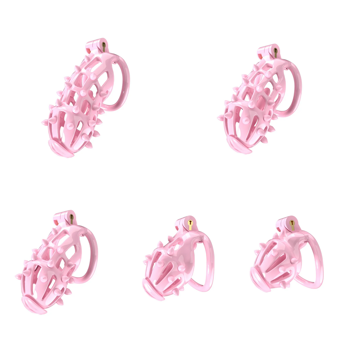 Pink Chastity Cage with Detachable Silicone Spikes