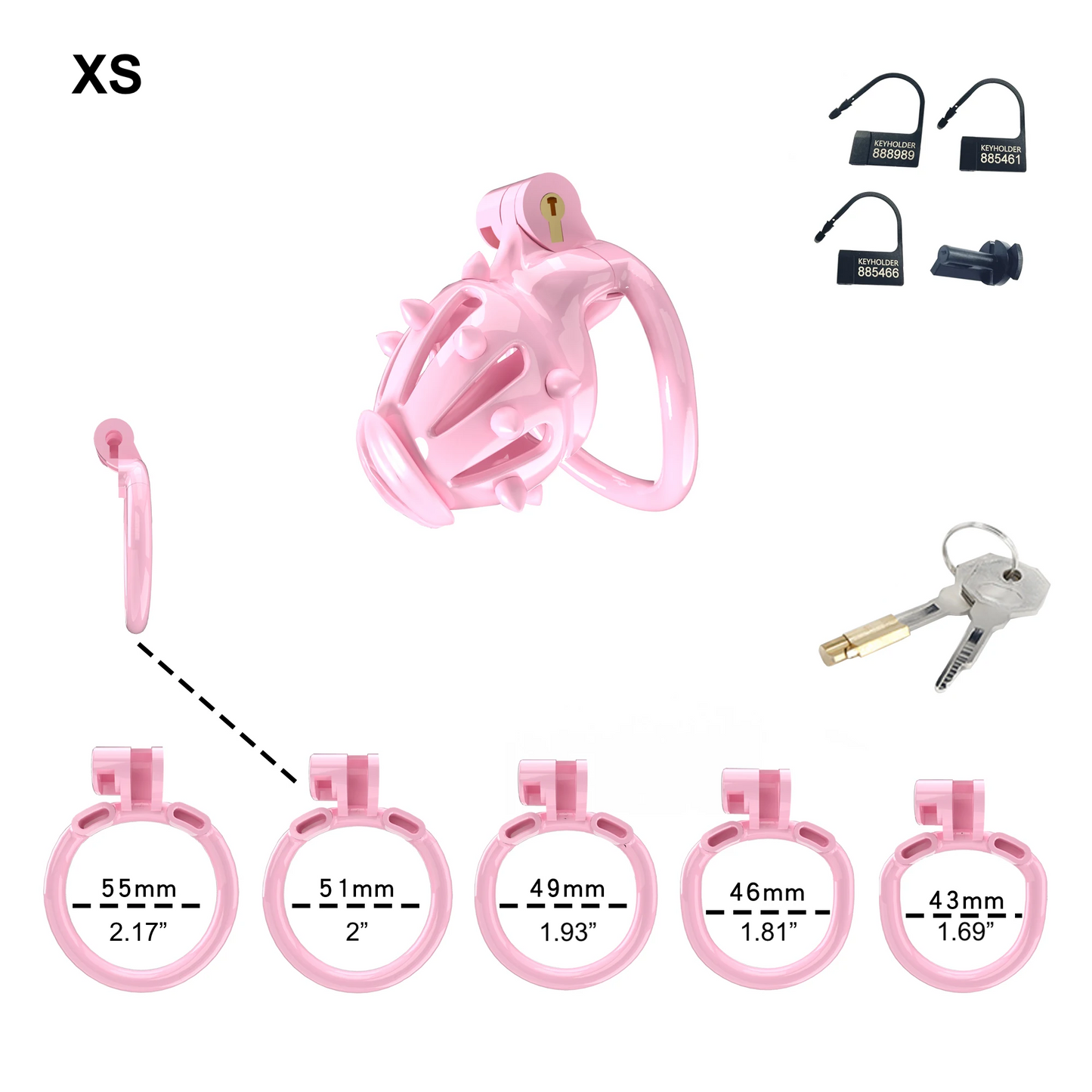 Pink Chastity Cage with Detachable Silicone Spikes