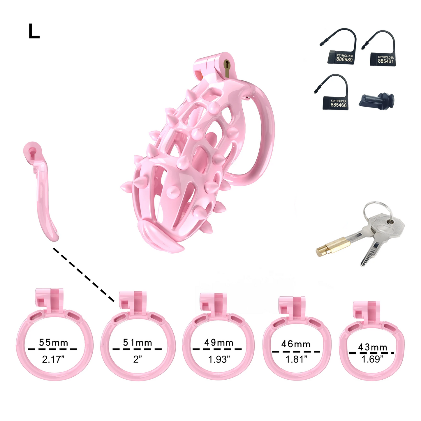 Pink Chastity Cage with Detachable Silicone Spikes
