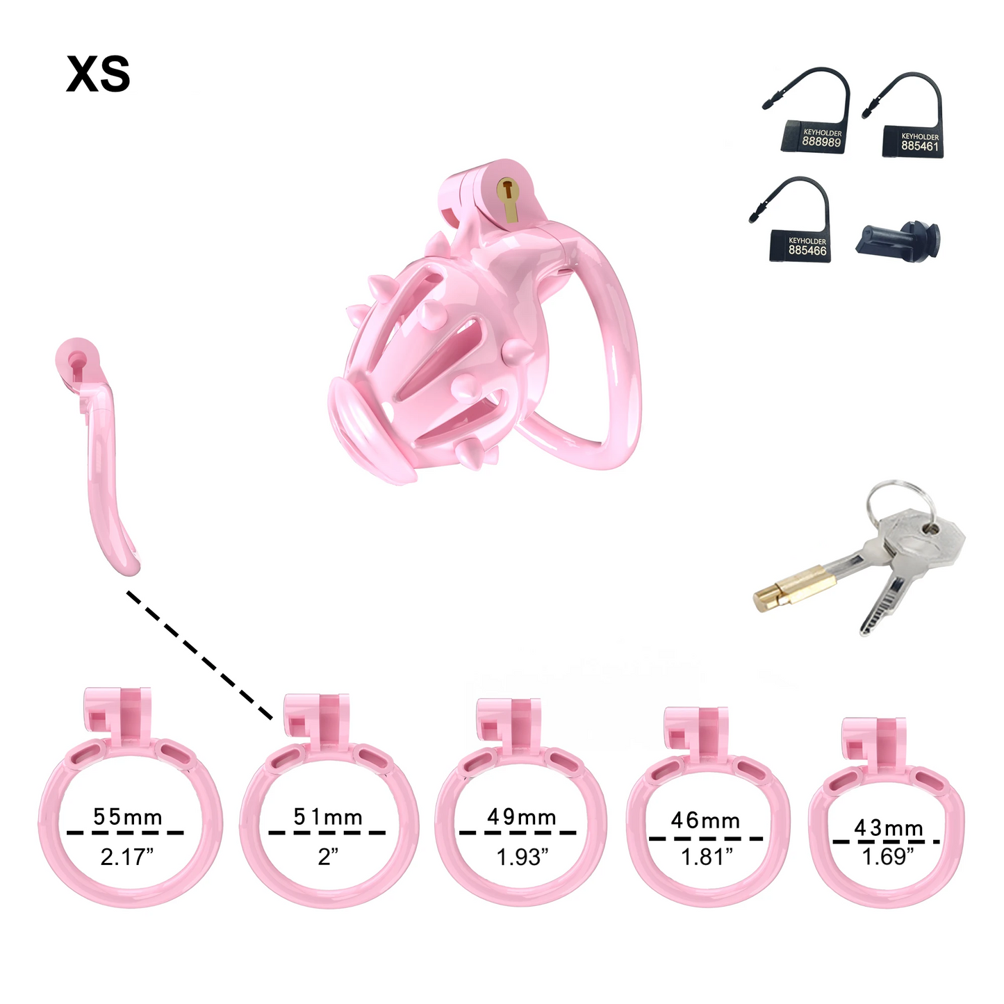 Pink Chastity Cage with Detachable Silicone Spikes