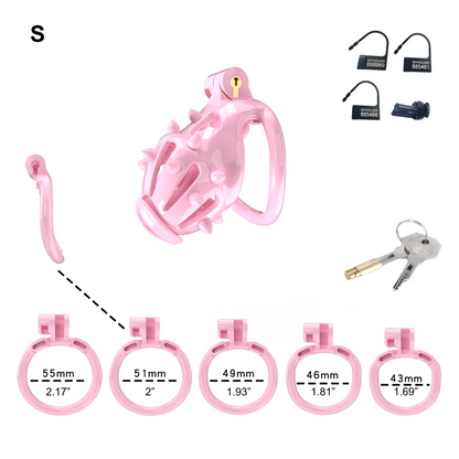 Pink Chastity Cage with Detachable Silicone Spikes