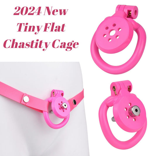 2024 NEW Resin Flat Chastity Cage Set - Pink