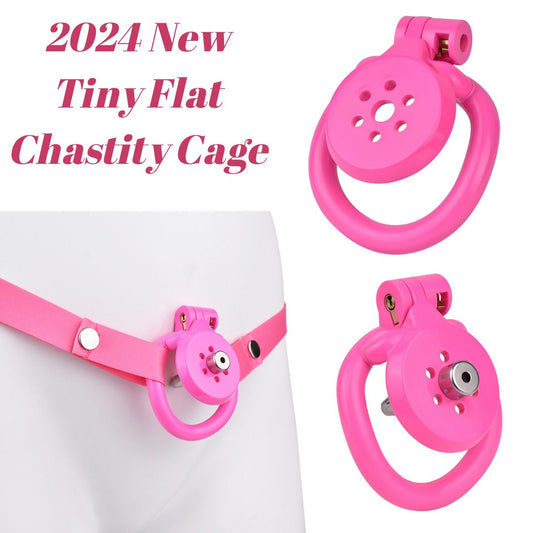 2024 NOUVEAU Ensemble de cages de chasteté plates en résine - Rose