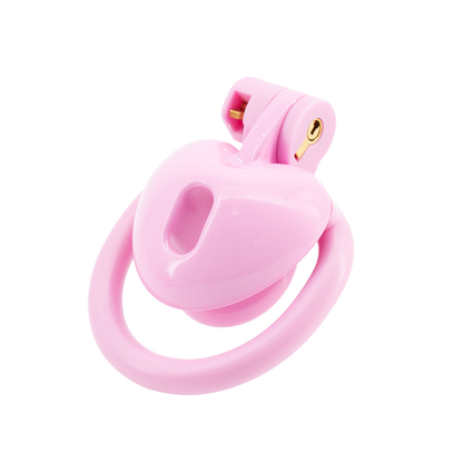 Black/Pink Heart-Shaped Flat & Inverted Chastity Cage Lightweight Plastic Negative Cock Cage