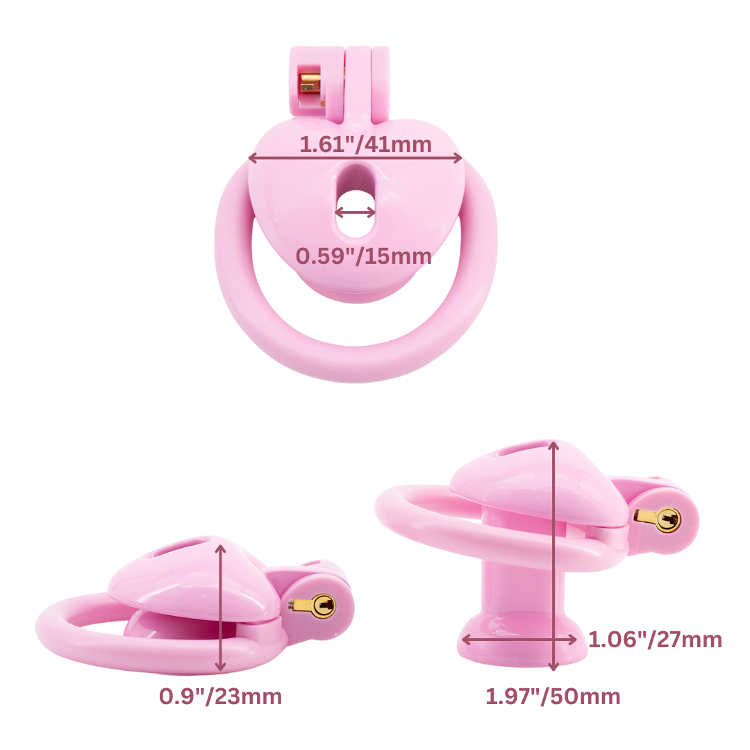 Black/Pink Heart-Shaped Flat & Inverted Chastity Cage Lightweight Plastic Negative Cock Cage