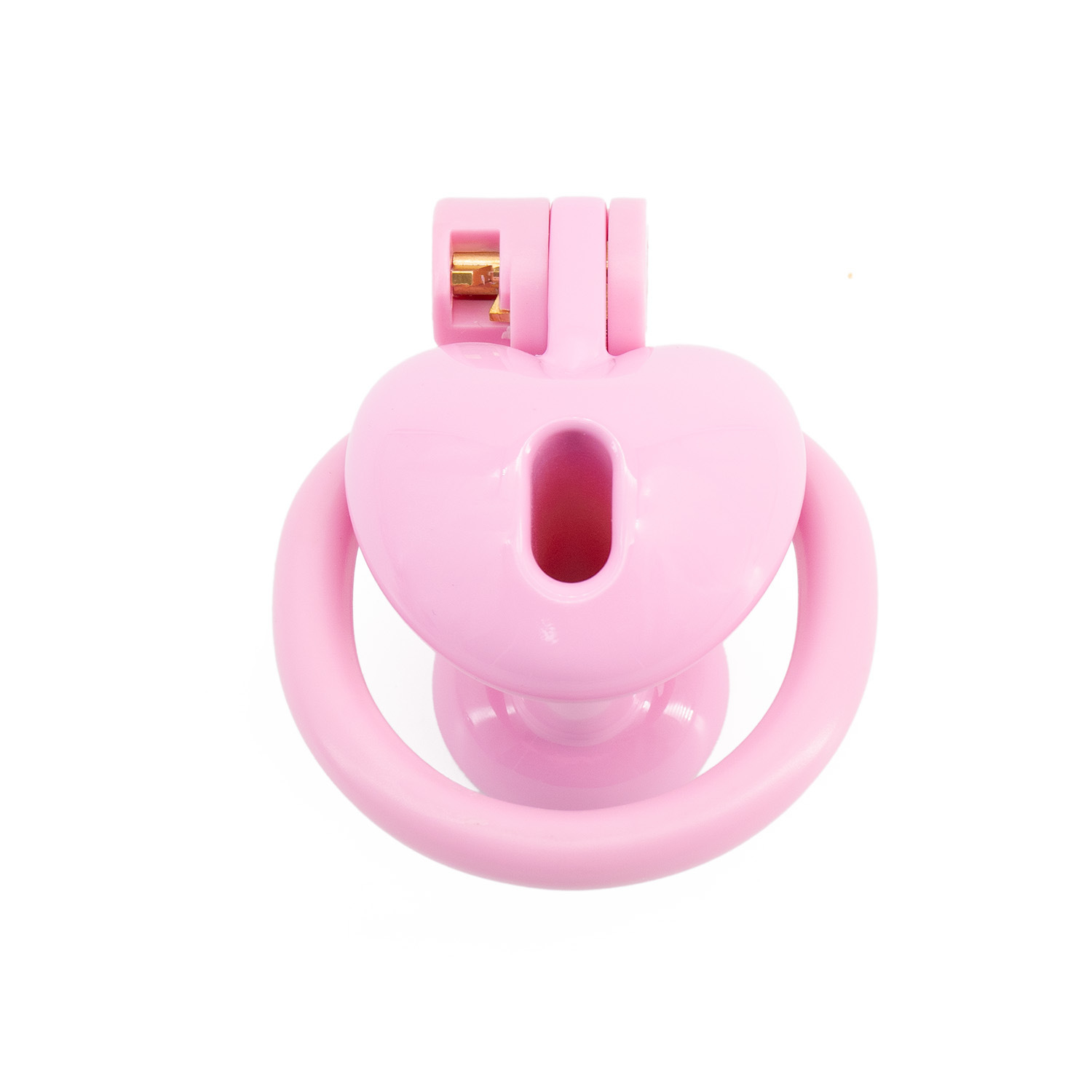 Black/Pink Heart-Shaped Flat & Inverted Chastity Cage Lightweight Plastic Negative Cock Cage