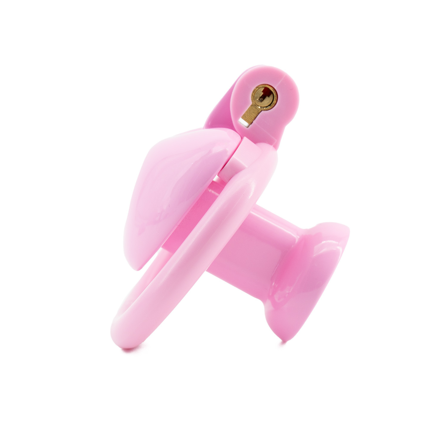 Black/Pink Heart-Shaped Flat & Inverted Chastity Cage Lightweight Plastic Negative Cock Cage