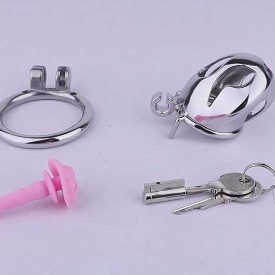 Silver Metal Cobra Chastity Cage Small Medium Large Cock Lock for Men