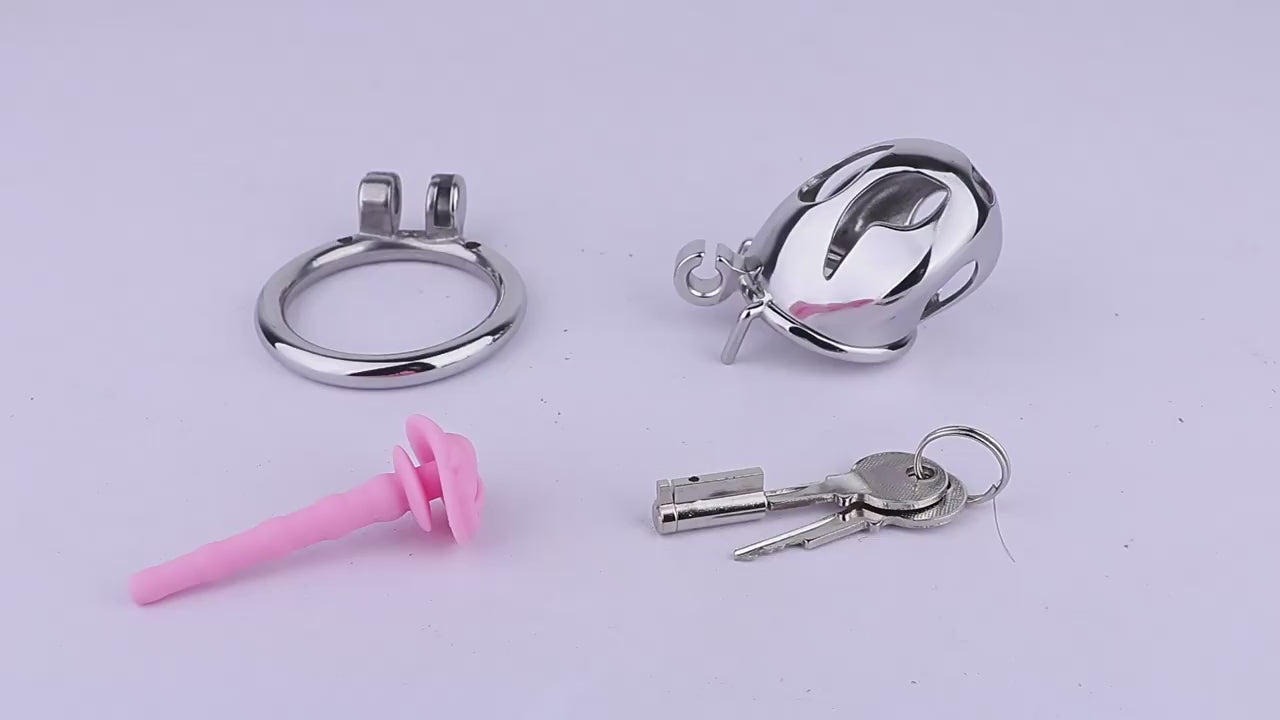 Silver Metal Cobra Chastity Cage Small Medium Large Cock Lock for Men