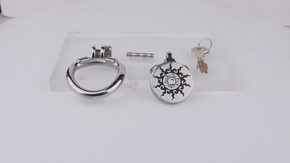 Inferno Flat Steel Chastity Cage with Removable Catheter Tube and PU Strap