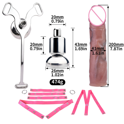  Micro Inverted Chastity Cage Belt with Realistic Silicone Dildo Negative Penis Cage