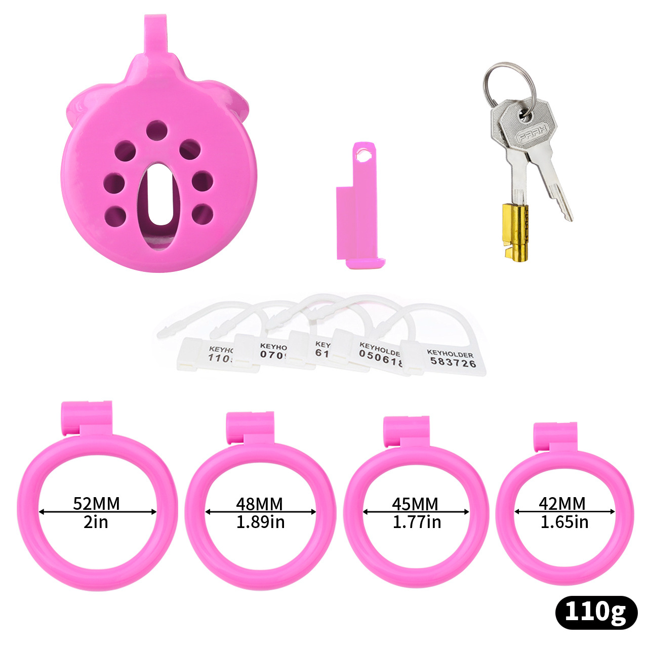 Micro Flat Inverted Chastity Cage with 4 Base Rings and Strap Negative Cock Cage For Men and Sissy