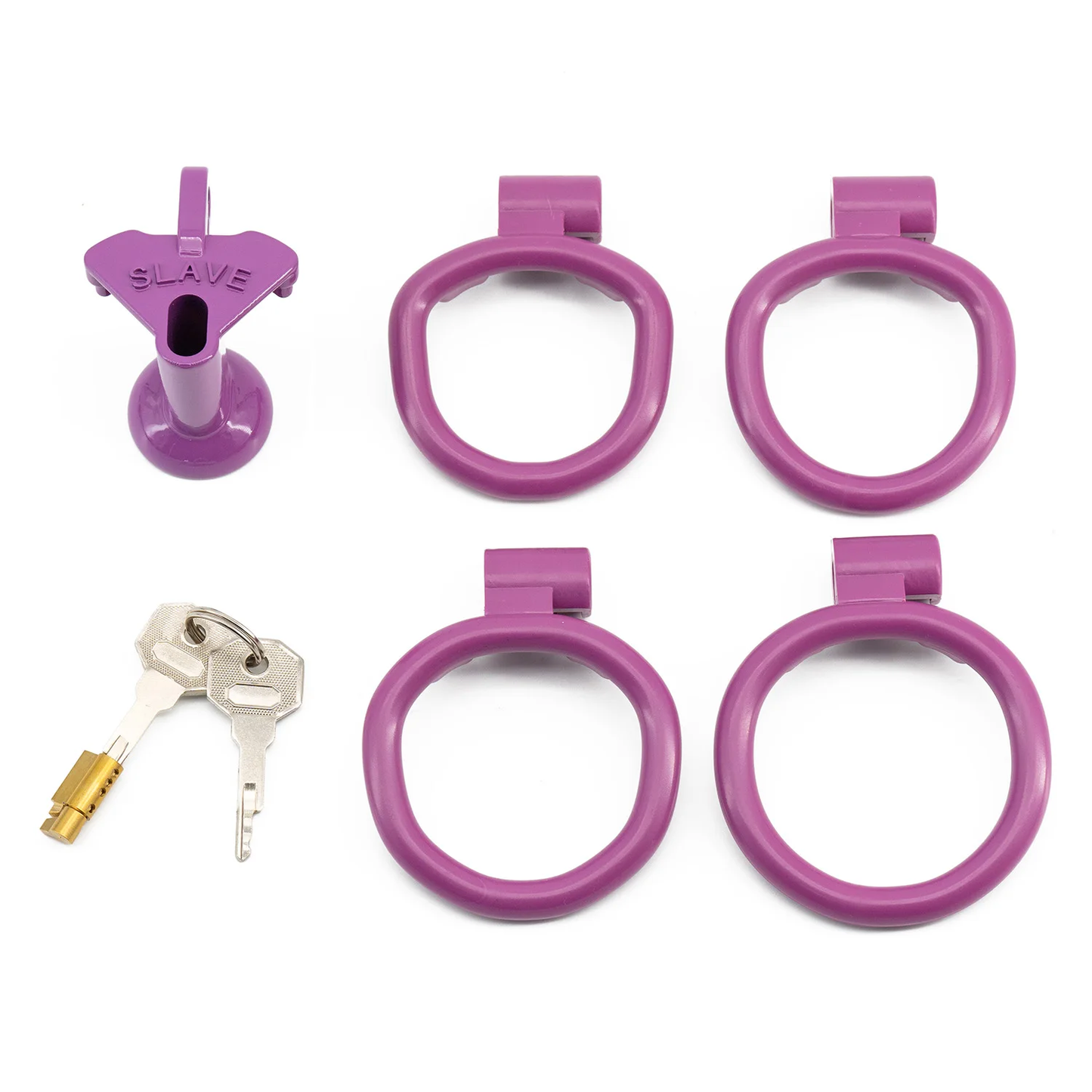 Slave Flat/Negative Chastity Cage with 4 Rings - Multicolor