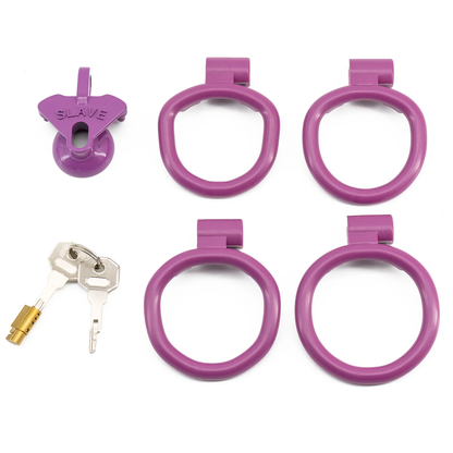 Slave Flat/Negative Chastity Cage with 4 Rings - Multicolor