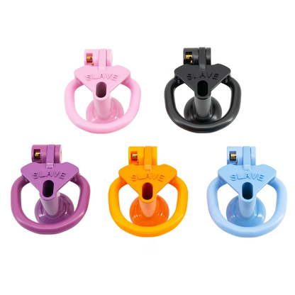 Slave Flat/Negative Chastity Cage with 4 Rings - Multicolor