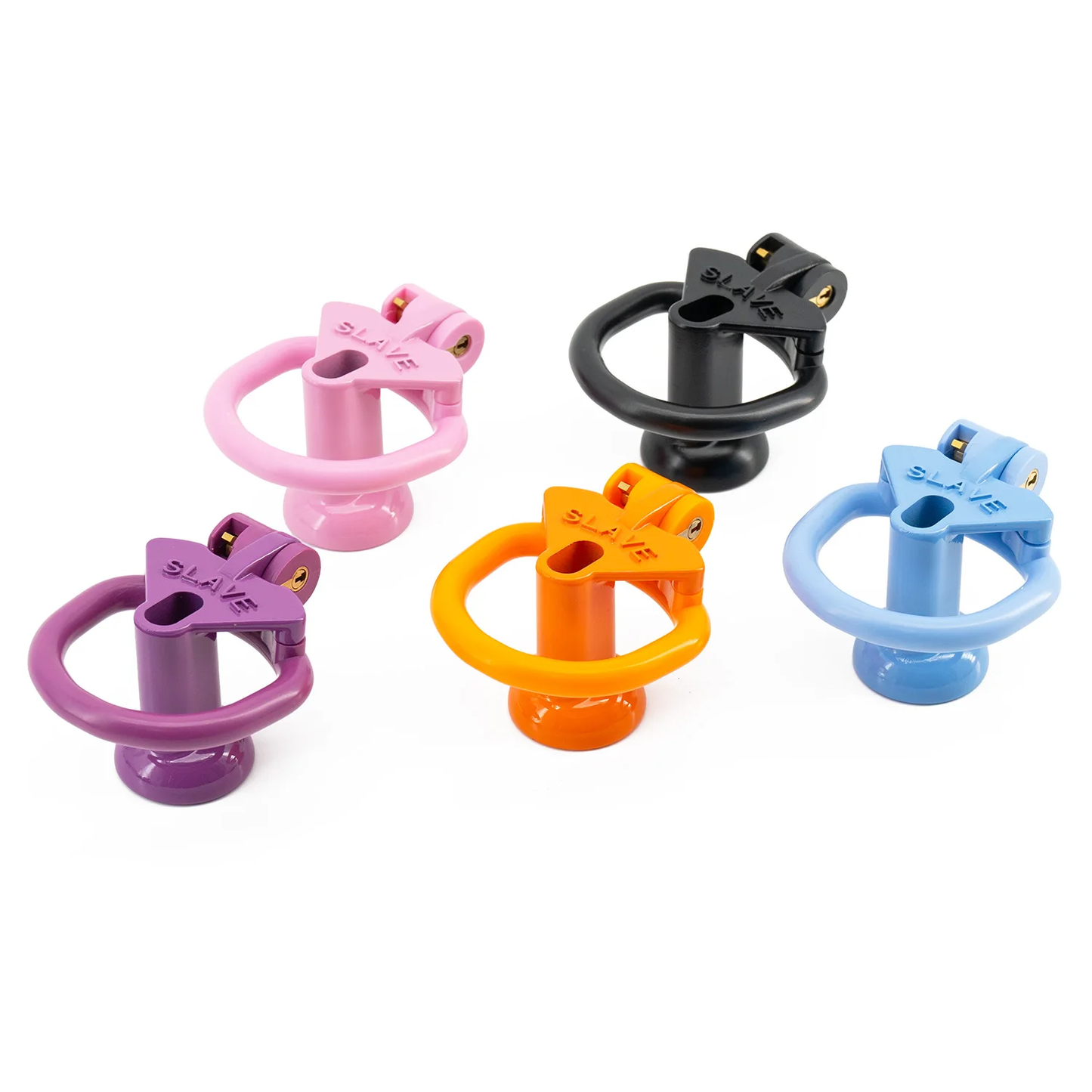 Slave Flat/Negative Chastity Cage with 4 Rings - Multicolor