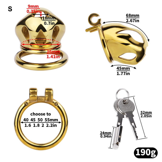 Gold Metal Cobra Chastity Cage - S/M/L