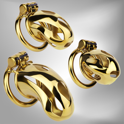 Gold Metal Cobra Chastity Cage - S/M/L