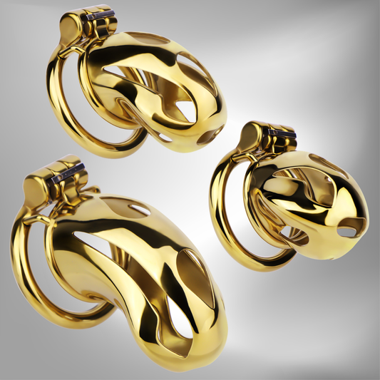 Gold Metal Cobra Chastity Cage - S/M/L