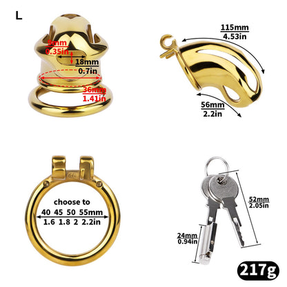 Gold Metal Cobra Chastity Cage - S/M/L