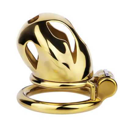 Gold Metal Cobra Chastity Cage - S/M/L