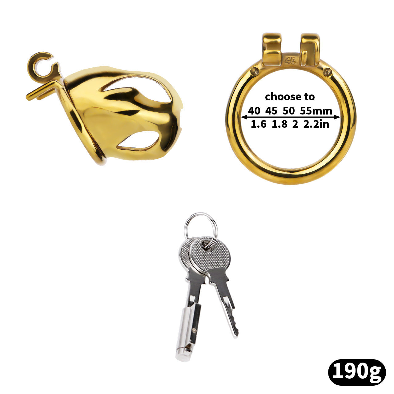 Gold Metal Cobra Chastity Cage - S/M/L