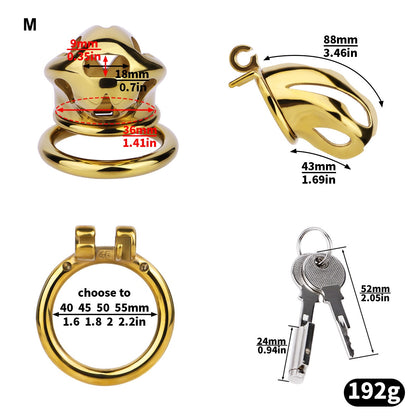 Gold Metal Cobra Chastity Cage - S/M/L