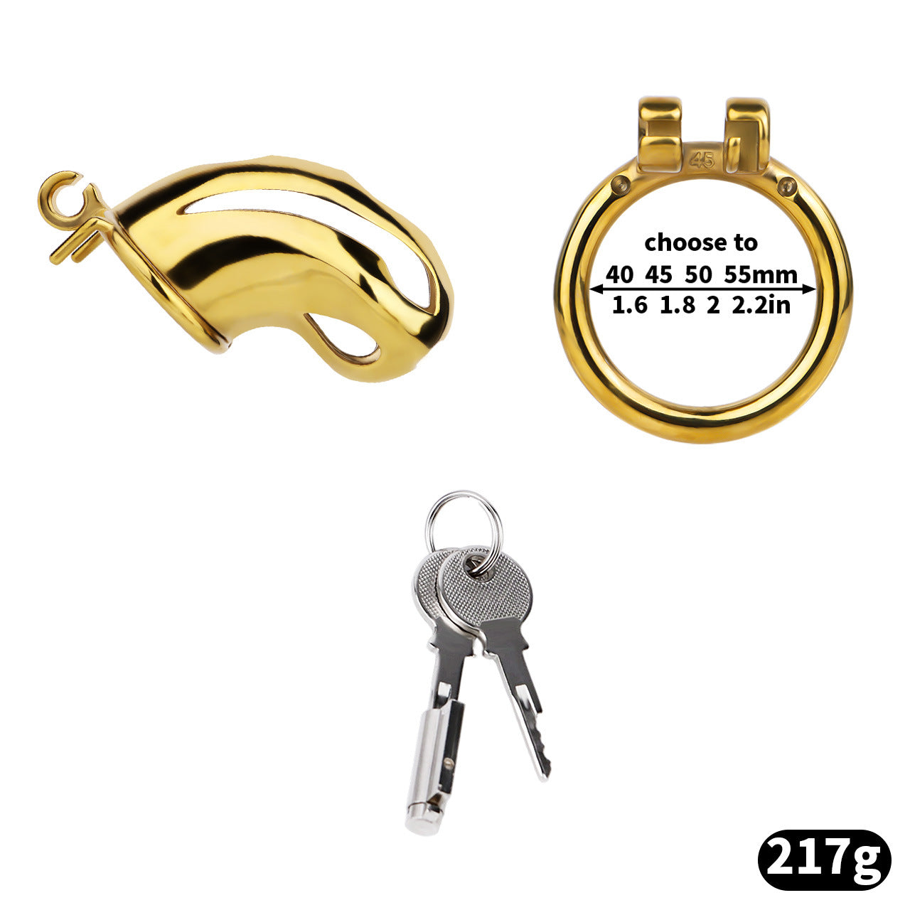 Gold Metal Cobra Chastity Cage - S/M/L