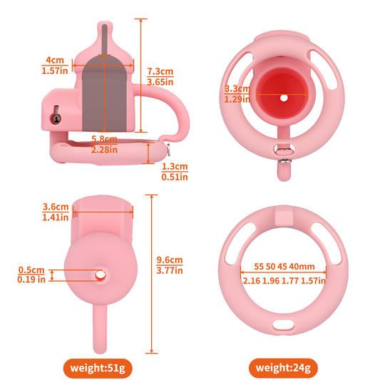 Silicone Baby Bottle Chastity Cage Soft Touch Comfy Cock Lock for Men and Sissy