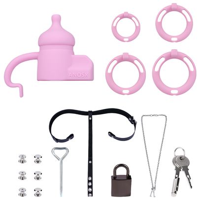Silicone Baby Bottle Chastity Cage Soft Touch Comfy Cock Lock for Men and Sissy