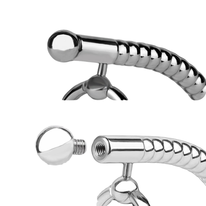 Stainless Steel PA Urethral Sounding Rod with Rotating Glans Ring for Men BDSM Sex Torment Toy