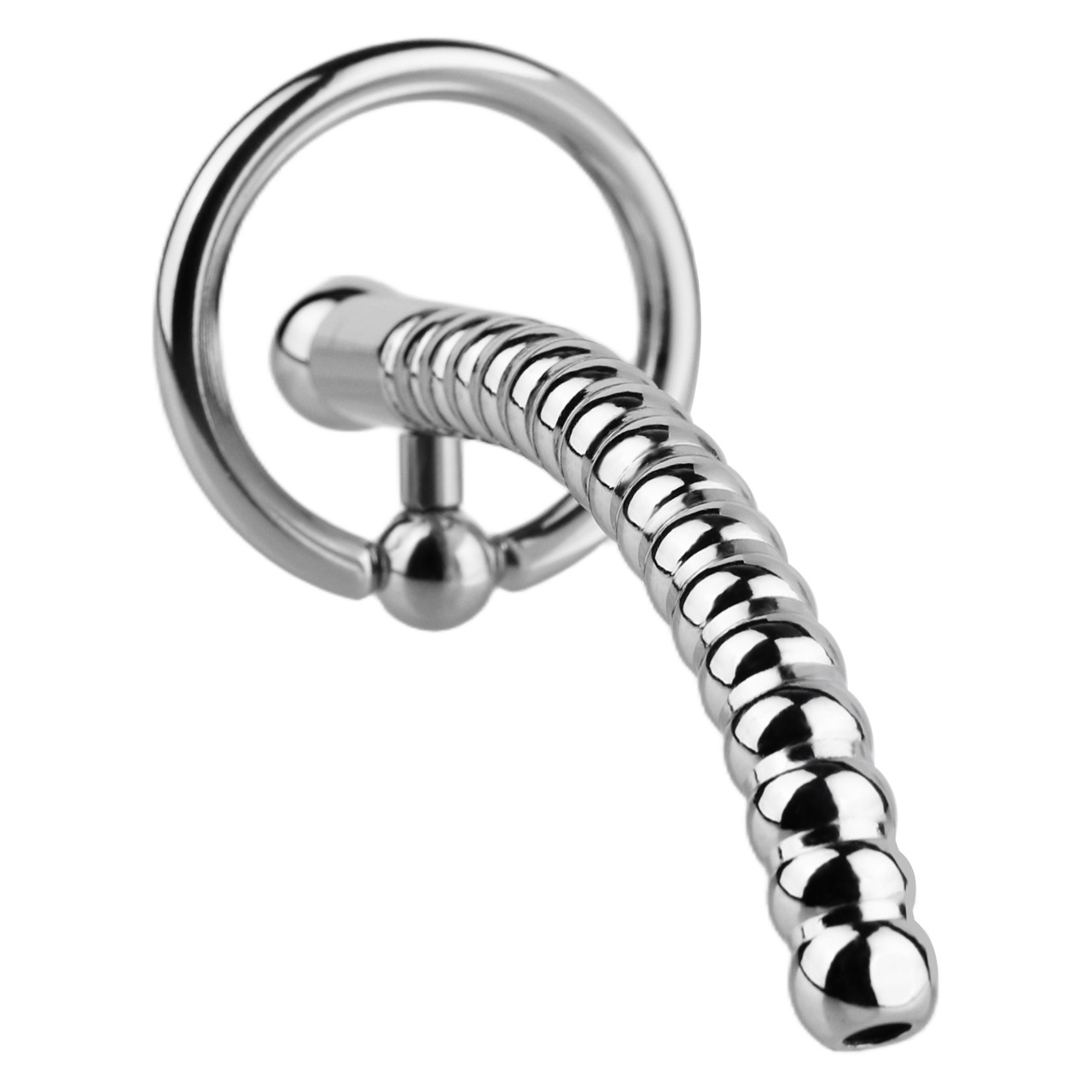 Stainless Steel PA Urethral Sounding Rod with Rotating Glans Ring for Men BDSM Sex Torment Toy