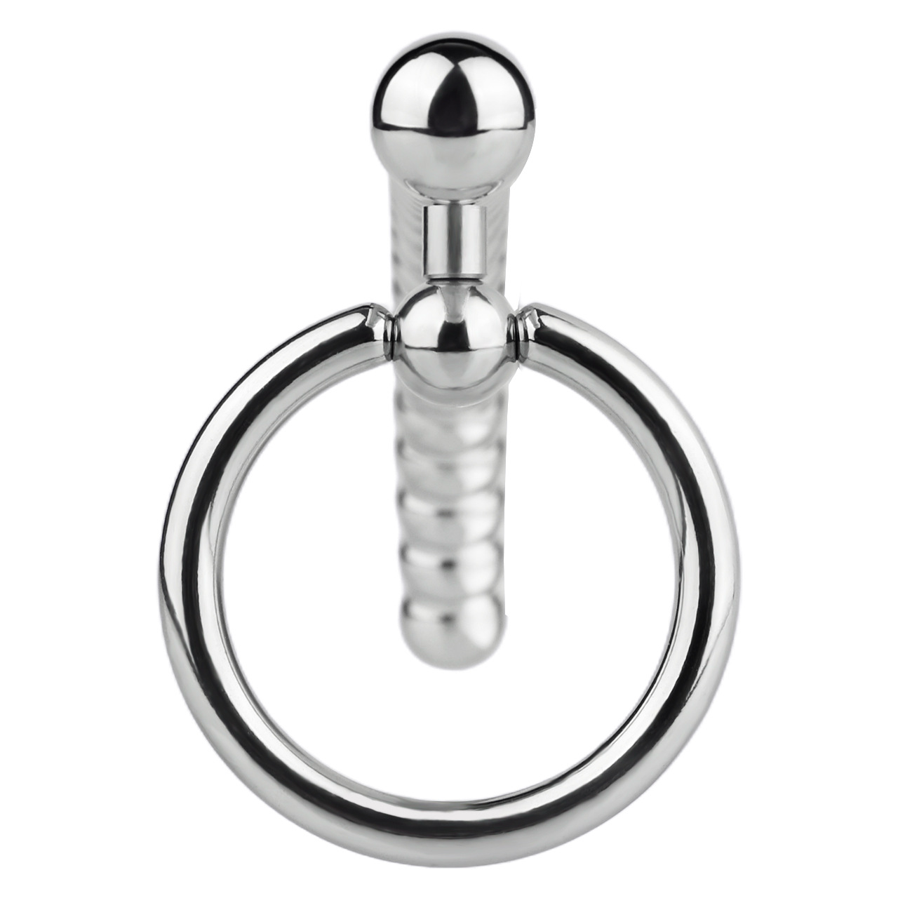 Stainless Steel PA Urethral Sounding Rod with Rotating Glans Ring for Men BDSM Sex Torment Toy