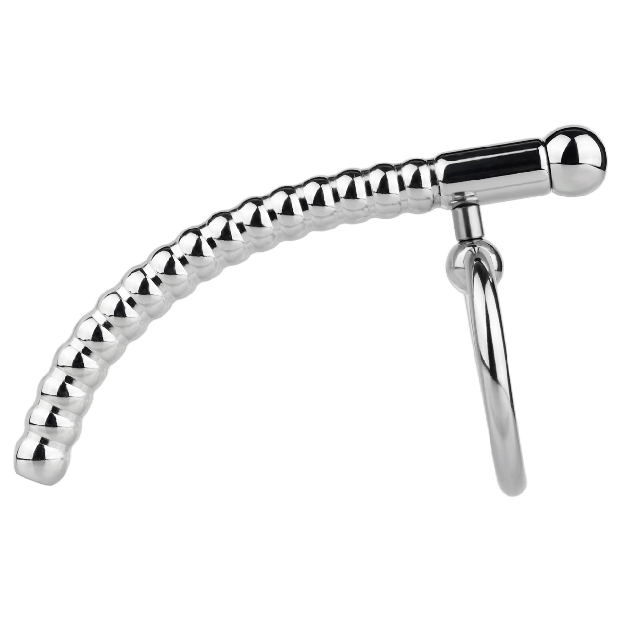 Stainless Steel PA Urethral Sounding Rod with Rotating Glans Ring for Men BDSM Sex Torment Toy