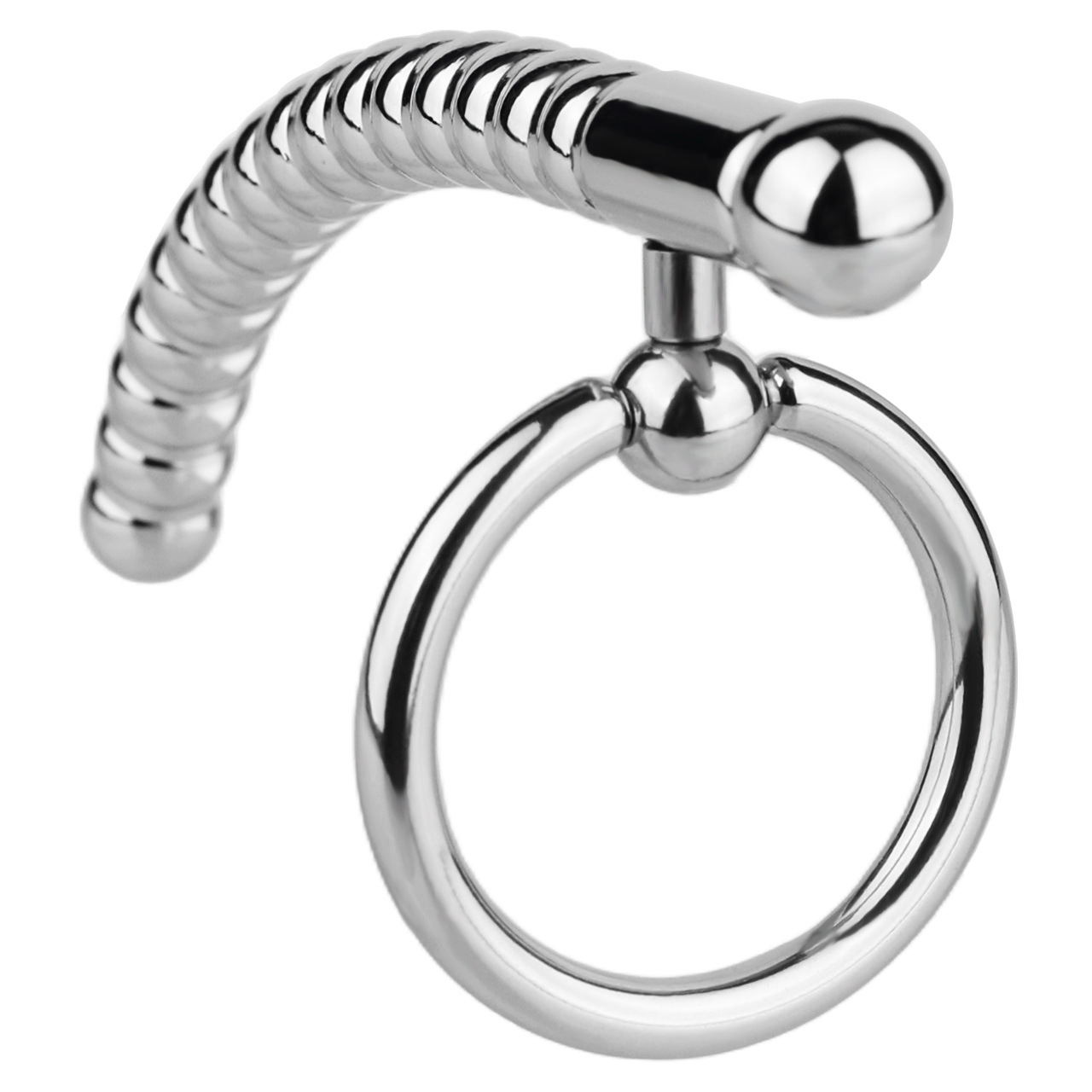 Stainless Steel PA Urethral Sounding Rod with Rotating Glans Ring for Men BDSM Sex Torment Toy