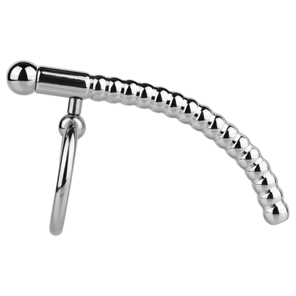 Stainless Steel PA Urethral Sounding Rod with Rotating Glans Ring for Men BDSM Sex Torment Toy