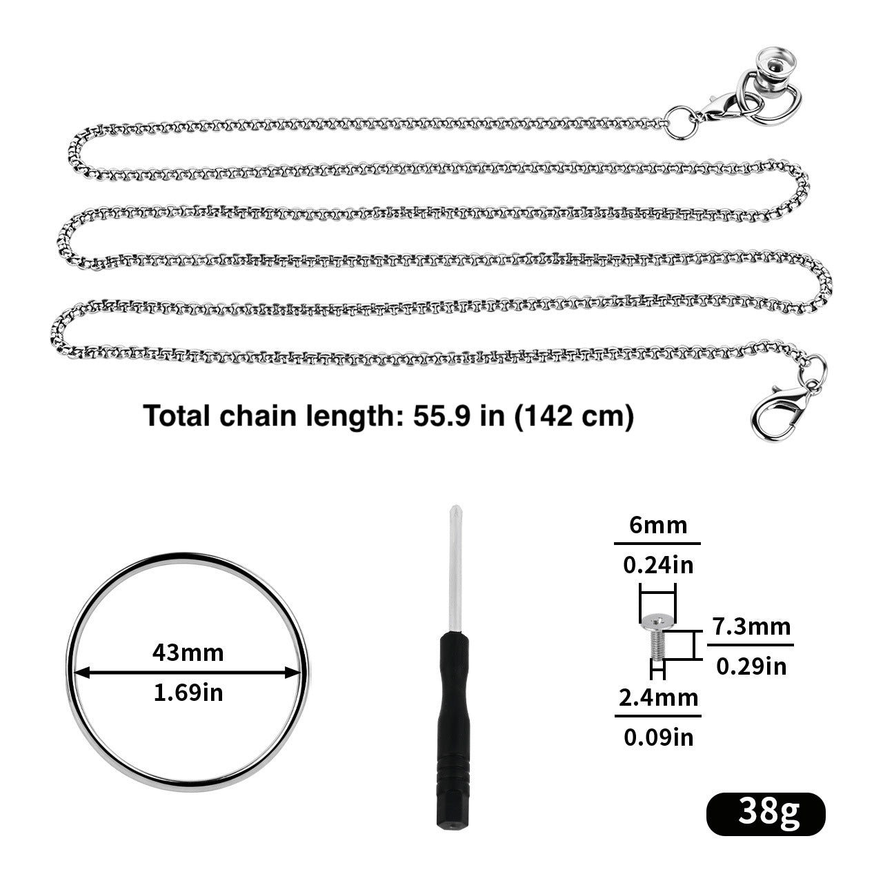 Cage de chasteté plate en acier inoxydable avec laisse à chaîne amovible