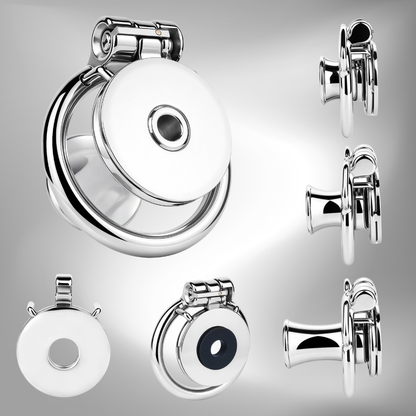 Flat & Inverted  Stainless Steel Chastity Cage - Small to Large Inverted Plugs