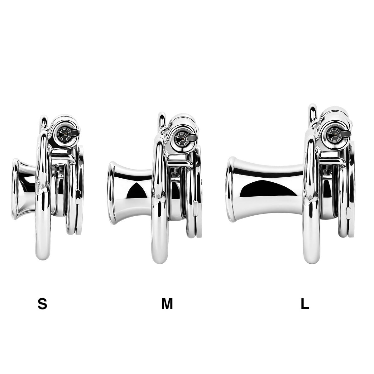 Flat & Inverted  Stainless Steel Chastity Cage - Small to Large Inverted Plugs