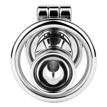 Flat & Inverted  Stainless Steel Chastity Cage - Small to Large Inverted Plugs