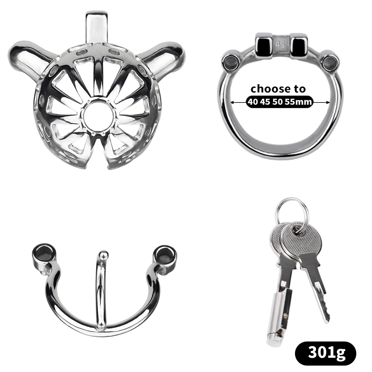 Breathable Stainless Steel PA Chastity Cage Prince Albert Penis Piercing Cock Lock