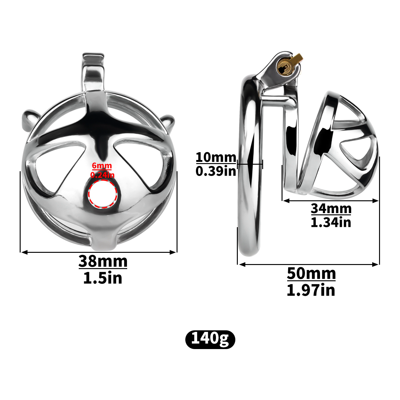 Hollow Cobra Male Chastity Cage - S/M/L/XL Cage Sizes Metal Cock Cage for Men