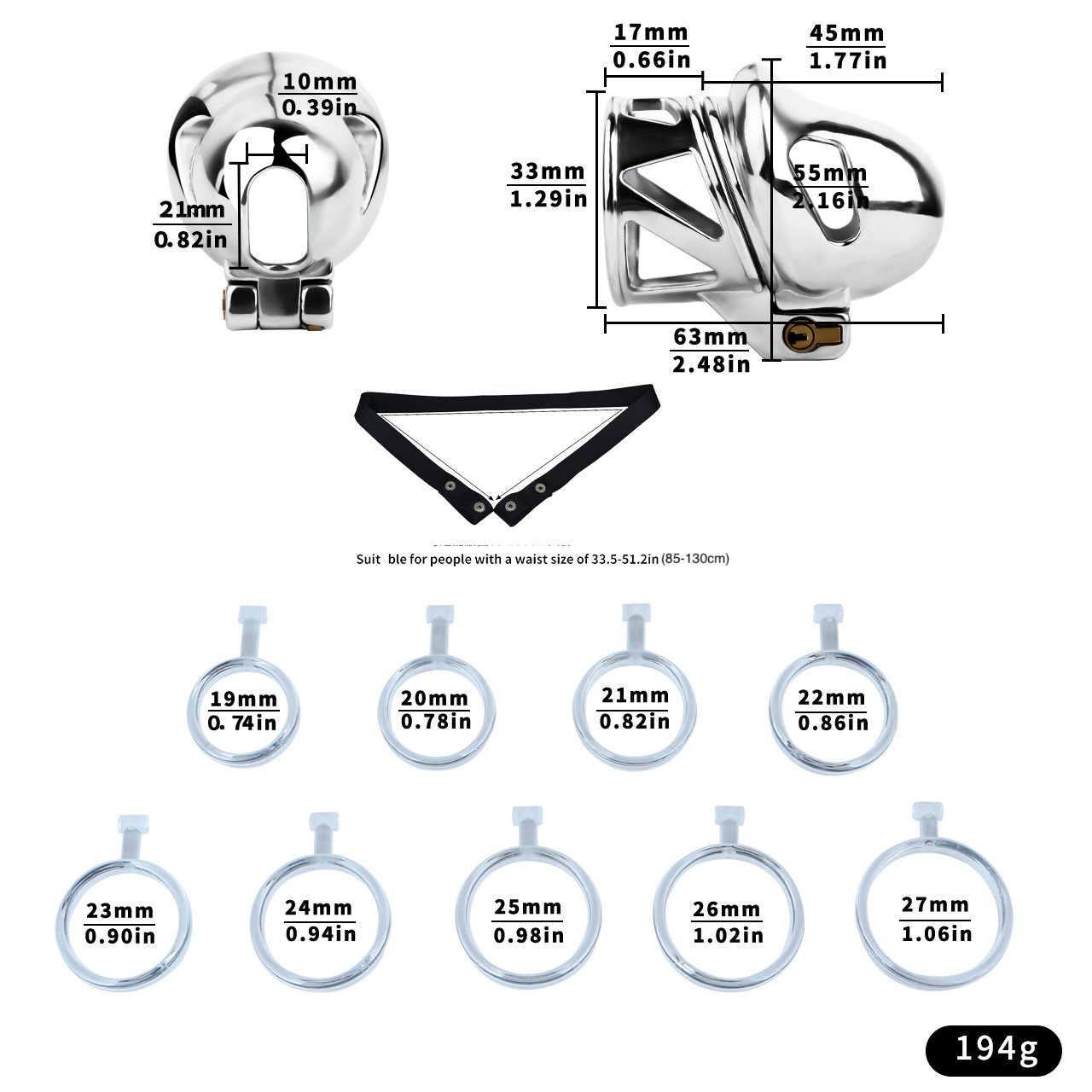 Mens Stainless Steel Glans Chastity Lock Male Cock Cage Penis Work-Out Tool
