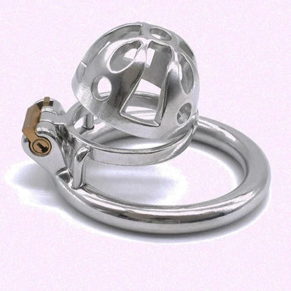 Small Metal Chastity Cage For Men in 3 Sizes with Adjustable PU Strap