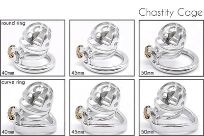 Small Metal Chastity Cage For Men in 3 Sizes with Adjustable PU Strap