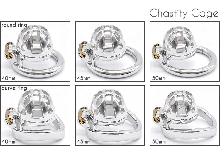 Small Metal Chastity Cage For Men in 3 Sizes with Adjustable PU Strap