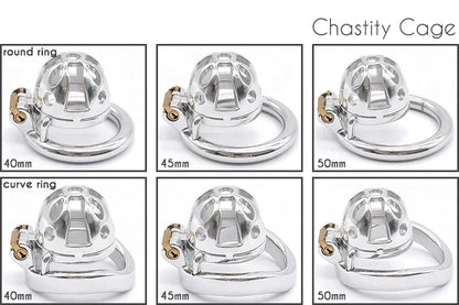 Small Metal Chastity Cage For Men in 3 Sizes with Adjustable PU Strap