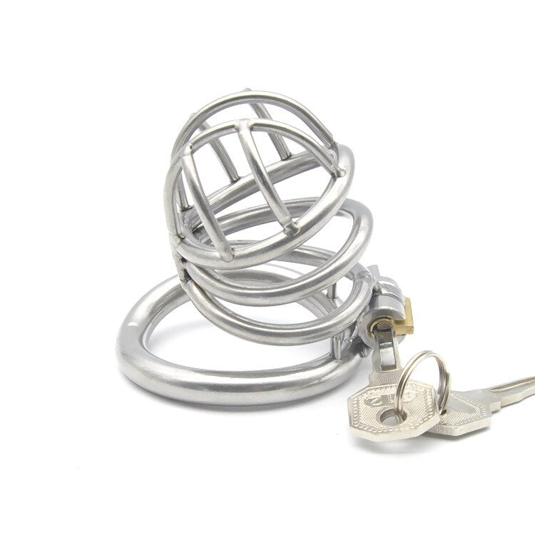 Metal Chastity Cage For Men with Invisible Lock Key - Stainless Steel - KeepMeLocked